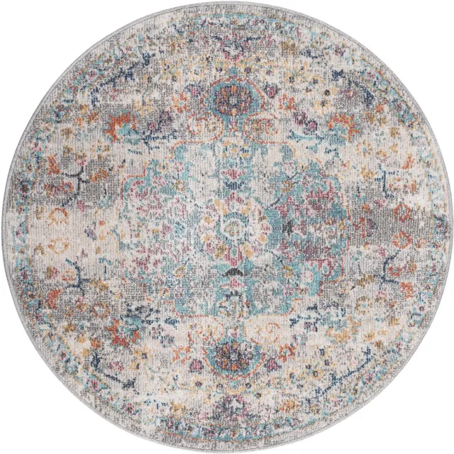 Mia´s Teppiche Mia’s Teppiche Bliss – Indoor & Outdoor vloerkleed, weerbestendig & onderhoudsvriendelijk, orientaals motief in blauw beige, 120 cm rond
