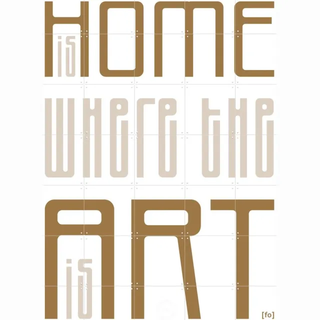IXXI Home Is, Fototypo - 100 x 140 cm - Grote wanddecoratie en posters - Typografie, Grafisch Ontwerp, Decoratieve kunsten, Woonkamer, Typografie en Wit / Bruin / Beige