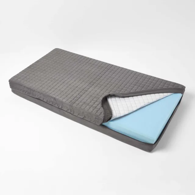 Homescapes velours zitkussenhoes grijs voor 2-zits bankkussens, 100x50x10 cm
