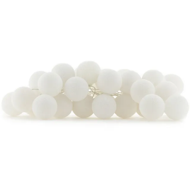 Cotton Ball Lights LED lichtslinger voor binnen - Handgemaakt en Fairtrade - 35 lampjes - White