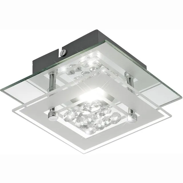 ESTO LED-wandlamp, wandverlichting, woonkamerlamp, kristaloptiek, chroom, glas, H 7 cm