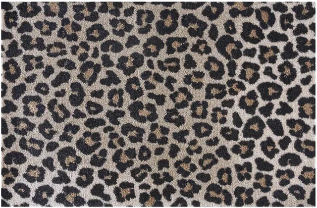 CleanWalk Panterprint deurmat - 50x75cm - Schoonloopmat - Droogloopmat - Wasbaar - Voor binnen bruin