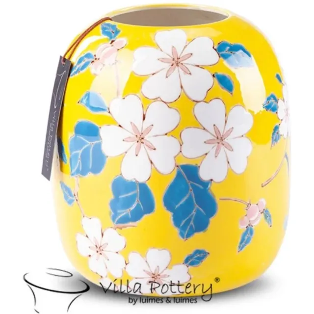 Irishflowers Vaas - Villa Pottery - Porselein - Waterdicht - Decoratie - Moederdag - Woondecoratie - Happy Flowers 1 Yellow Geel