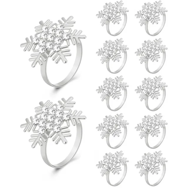 JeiibrZui Servetringen Set Met Sneeuwvlokken - Zilveren Servetringen - Elegante Kerstdecoratie - 12 Stuks - Voor Kerst En Feestdagen