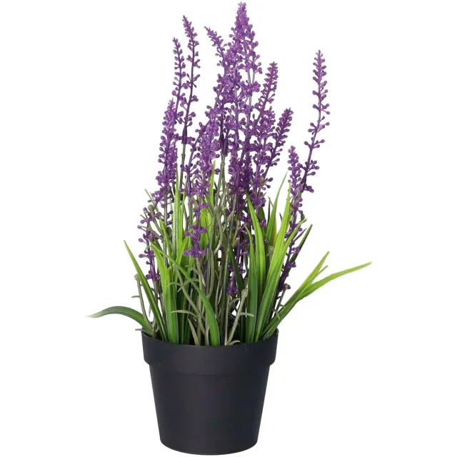 Everlands Lavendel kunstplant in pot - licht paars - D15 x H30 cm Aubergine paars