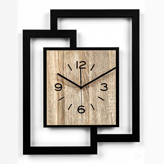 Ornament Handgemaakte Grote Houten Wandklok – Modern Minimalistisch Design, Rechthoekig Verticaal, Leesbare Cijfers, Geruisloos, Zonder Tikkend Geluid –Voor Woonkamer,Slaapkamer, Keuken –Unieke Wanddecoratie,Industrieel Design & Stil Uurwerk,zwart-sonoma hout zwart - sonoma hout