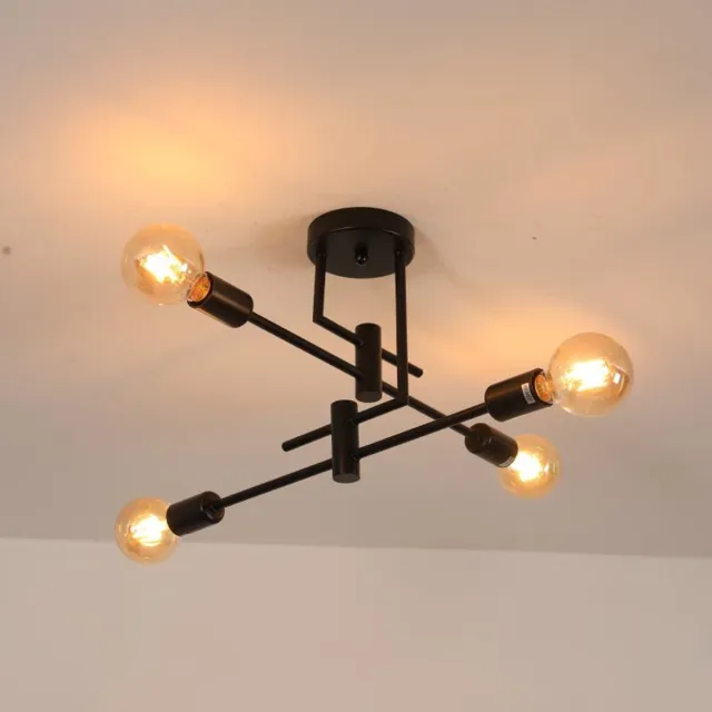 Haobosic Zwarte moleculaire plafondlamp met 4 armen, E27-fitting - industriële stijl - Leroy Merlin