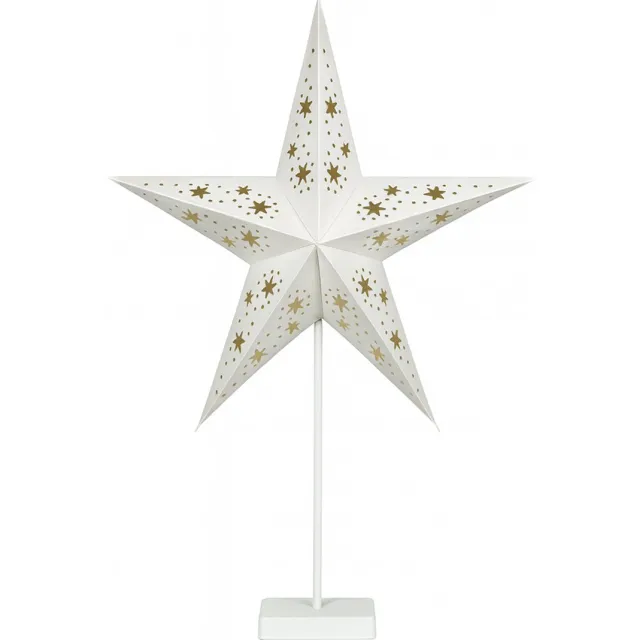 Star Trading ster met verlichting | Kerstdecoratievenster verlicht Kerstdecoratie binnen | Papieren ster verlicht | Kerstlamp| Poinsettia verlicht staand | Ster kerst vloerlamp wit