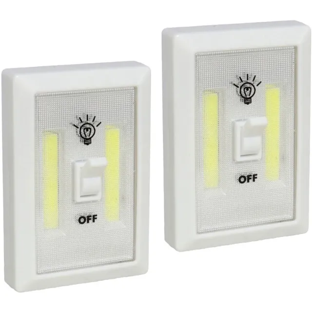 Gerimport Kastlamp - 2x - schakelaar - LED lampen - wit - 7.5 x 11 cm