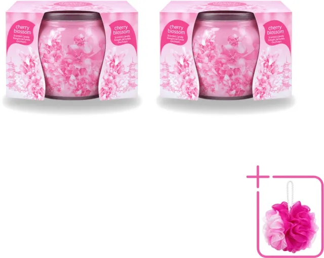 At Home 2 x At Home - Scents - Geurkaars - Cherry Blossom - 70 g - Bulkverpakking - Geurkaars cherry blossom - Douchemop - Geur in huis Roze