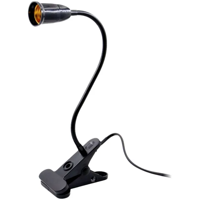 carmdering Klembureaulamp - E27 Lamp - Verstelbare bureaulamp - Met flexibele zwanenhals, ingebouwde schakelaar, Europese stekker - Klemt tot 4 cm - Geschikt voor LED en gloeilamp - Perfect voor thuis, kantoor, lezen en terrariums - Zwart