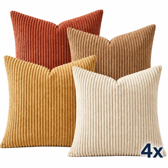 Nørvic Kussenhoezen - 4 stuks - 45,72 x 45,72 cm - Oker, camel en crème