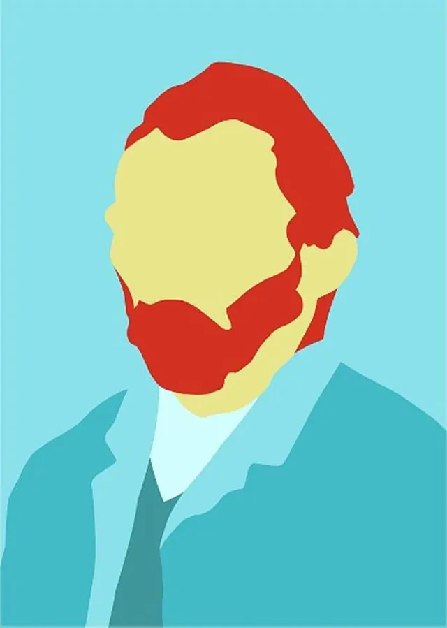 Allernieuwste Canvas Schilderij Vincent van Gogh - Abstract Zelfportret - Kunst - Poster - 50 x 70 cm - Kleur Multicolor