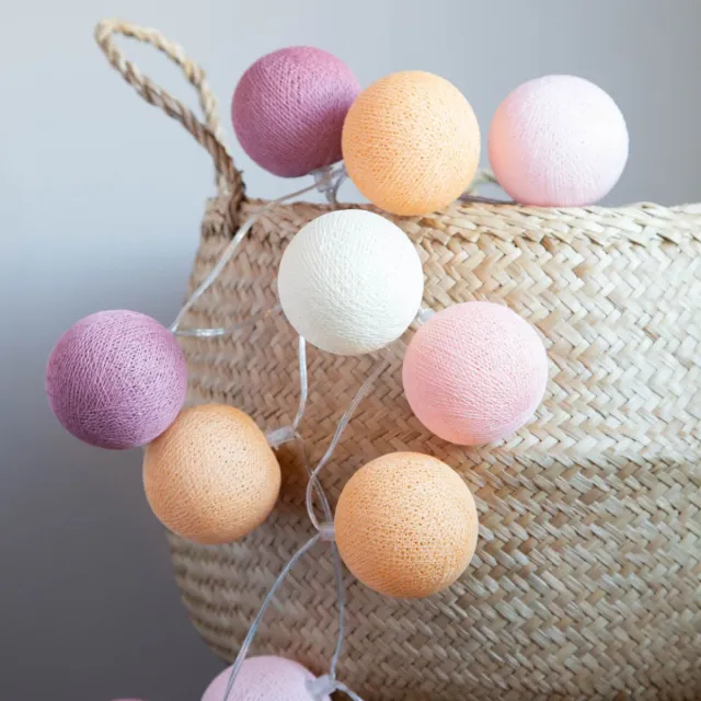 Cotton Ball Lights LED lichtslinger voor binnen - Handgemaakt en Fairtrade - 20 lampjes - Juice