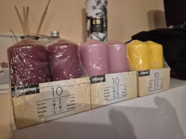 Papstar stompkaars 40 mm op 90 mm kleur roze set van 10 stuks