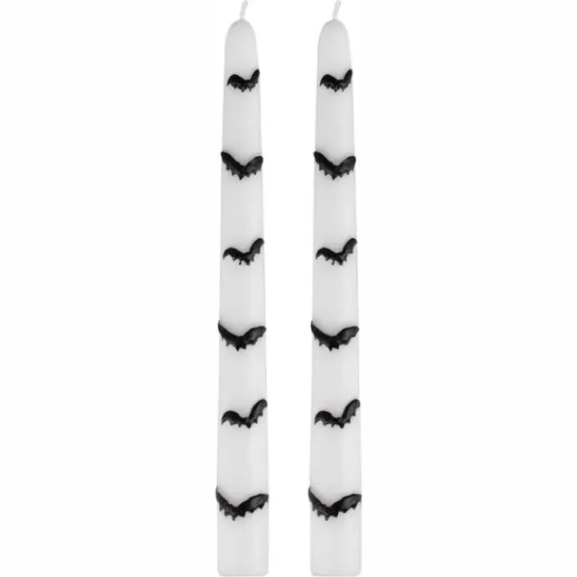 Ginger ray Ginger Ray - Halloween kaarsen met vleermuizen - 2 stuks - Halloween - Halloween Decoratie - Halloween Versiering WitZwart