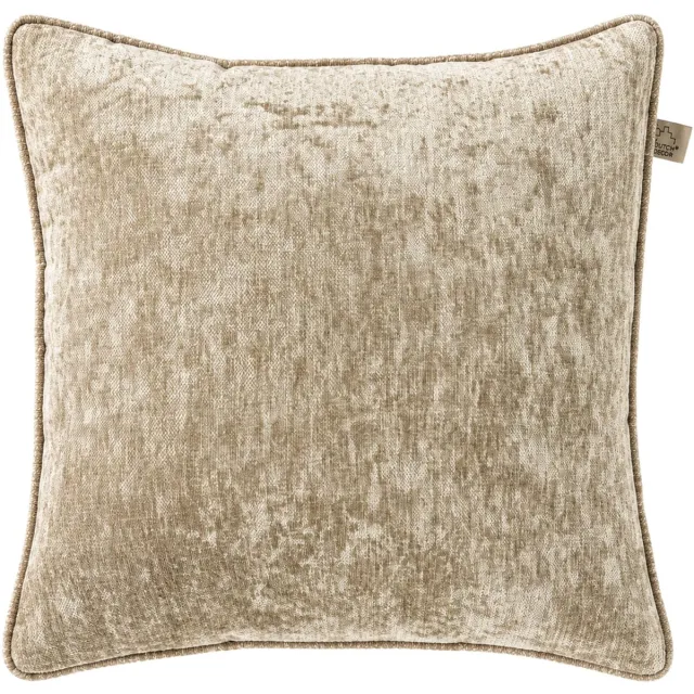 Dutch Decor LEWY - sierkussen 45x45 cm - glansvelours - Pumice Stone - beige - Inclusief binnenkussen - Luxe kussens voor woonkamer & bank