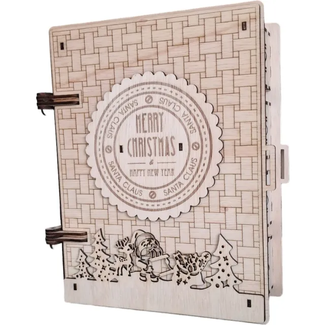 Bypaan herbruikbaar, houten adventskalender boek [kerst] - [kalender] - [feestdagen] Bruin