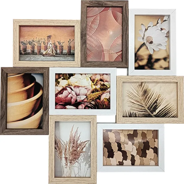 Henzo Fotolijst - Henzo - Groovy - Collagelijst voor 8 foto's - Fotomaat 10x15 cm - Multikleur Bruin