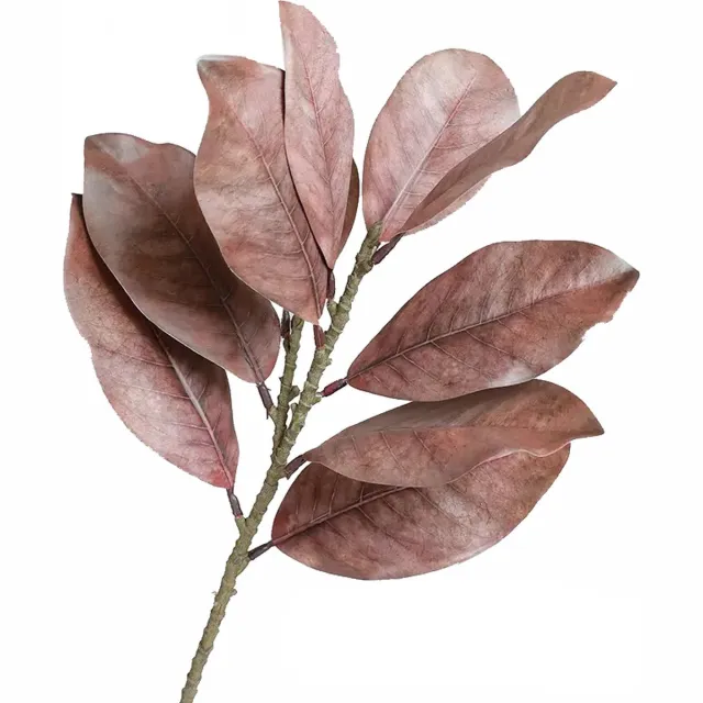 Globalgiftshop Steelbloem / kunstbloem magnolia blad 50 cm herfst -coffee Herfst - coffee