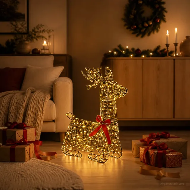 vidaXL 3D Kerst Rendier LOVIISA 280 LED's Warmwit 55 x 22 x 63 cm