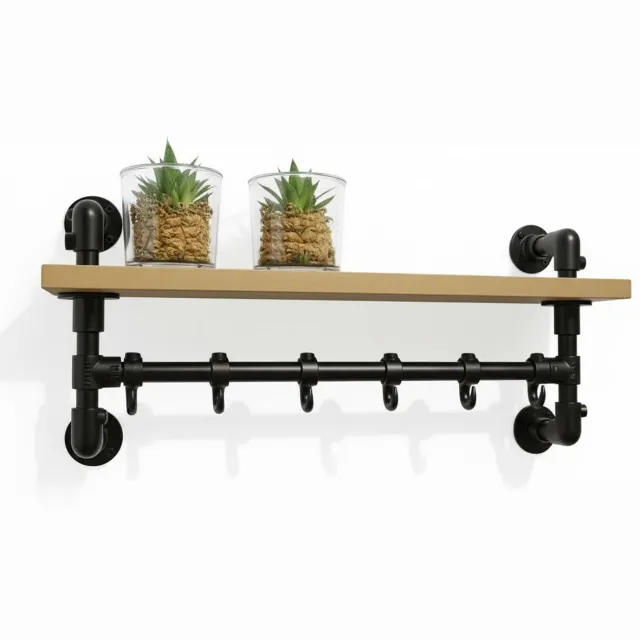 Design85 wandkapstok met hoedenplank robuust 80x28x35 (bxdxh) zwart