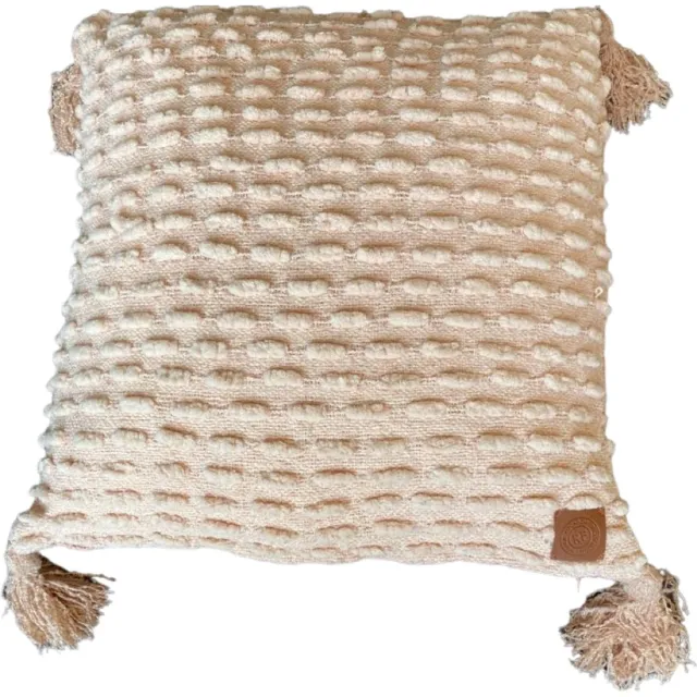 Rocaflor Kussen chenille roze met kwastjes 50x50cm