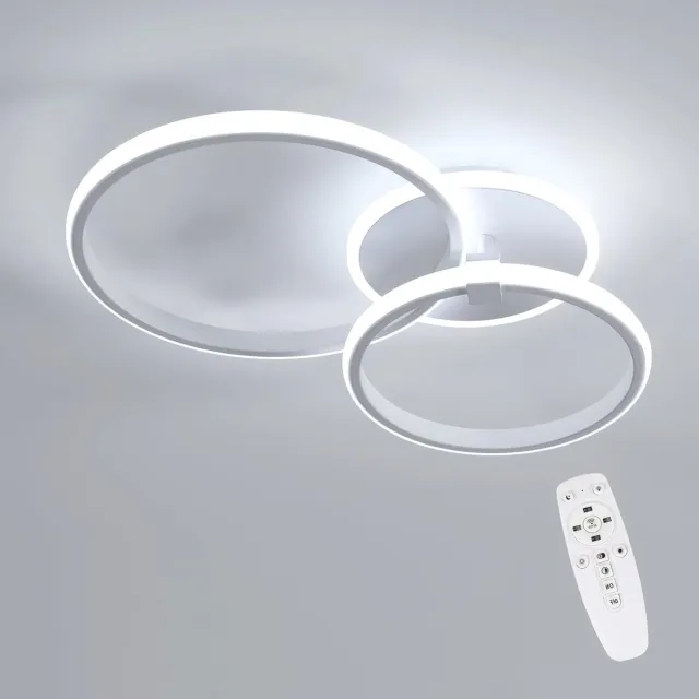 Haobosic Dubbele Ronde Acryl Plafonlamp - Wit - 42W - Dimbare 3000-6500K