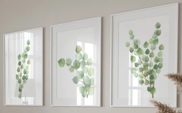 Unyqoos Set van drie botanische posters met eucalyptusmotief voor interieurdecoratie, groente