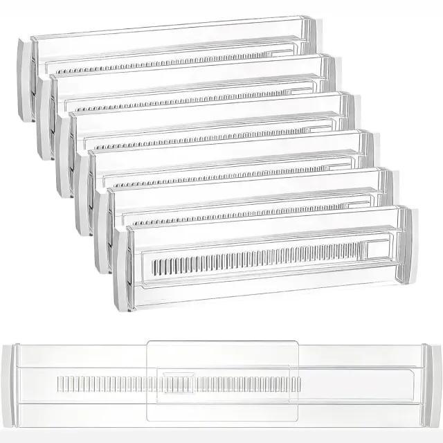 Famanu 8 stuks ladeverdelers, verstelbare kunststof (28,7-50 cm), ladeverdelers voor binnenlengte, lade-organizer, ladeverdeler voor kledingkast, luiercommode, tafel, keuken wit