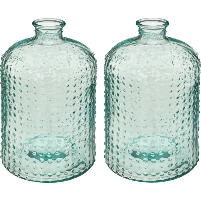 Atmosphera bloemenvaas Luneville - 2x - Apotheker Fles model - transparant - gerecycled 3D glas - 32 x 18 cm