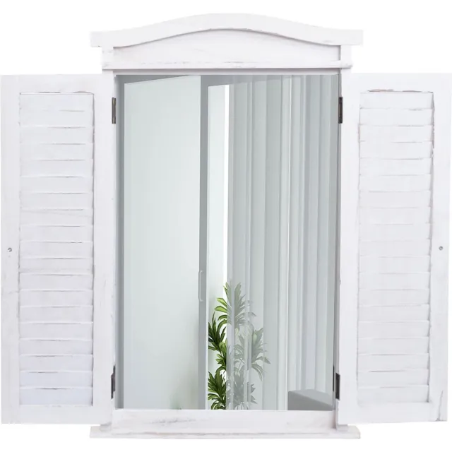 MCW Wandspiegel Badkamerspiegel Badkamerspiegel venster met luiken, 71x46x5cm ~ shabby white