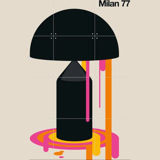 IXXI Milan 77, Bo Lundberg - 60 x 80 cm - Grote wanddecoratie en posters - Geometrische Kunst, Minimalisme, Kleurrijk, Digitale Kunst, Illustraties Zwart