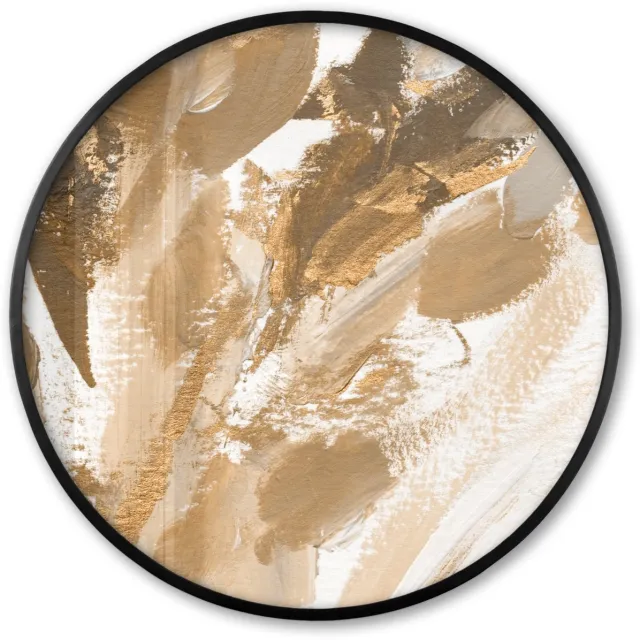 FrameYourWall Poster in lijst Rond - Fotolijst 80x80 cm - Posters - Verf - Goud - Wit - Ronde posterlijst zwart - Decoratie - Wanddecoratie woonkamer - Muurdecoratie slaapkamer Multicolor