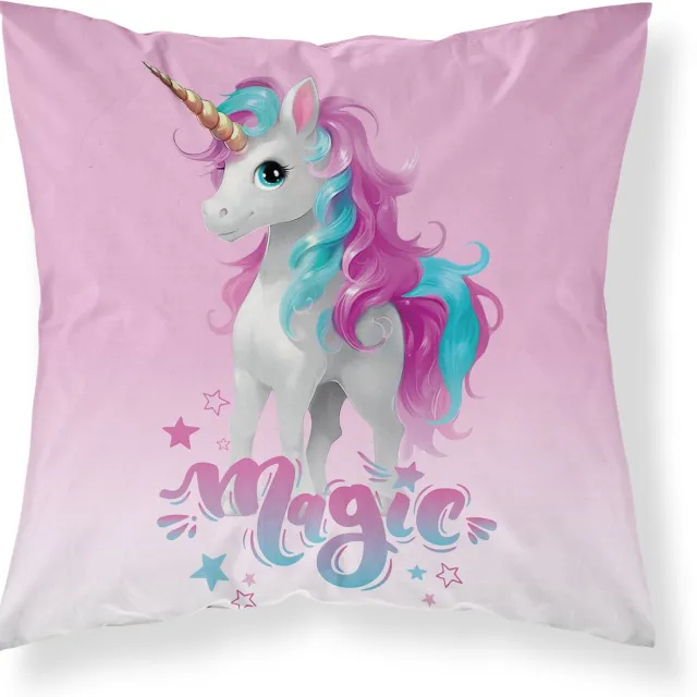 Unicorn Kussen 40x40 inclusief kussen vulling 230grms roze