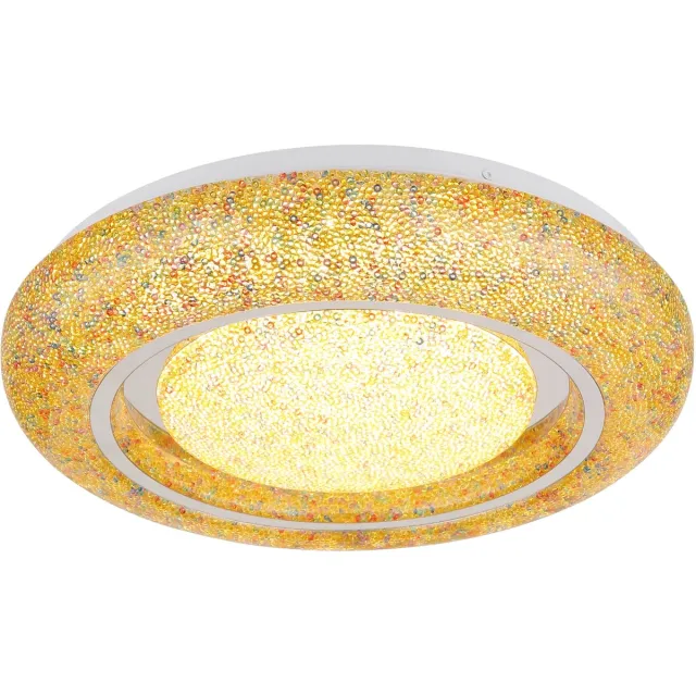Globo Plafondlamp rond LED plafondlamp kristallen gekleurd ganglicht wit keukenlamp, 24W 1200lm warm wit, DxH 38x7,5 cm Kleurrijk