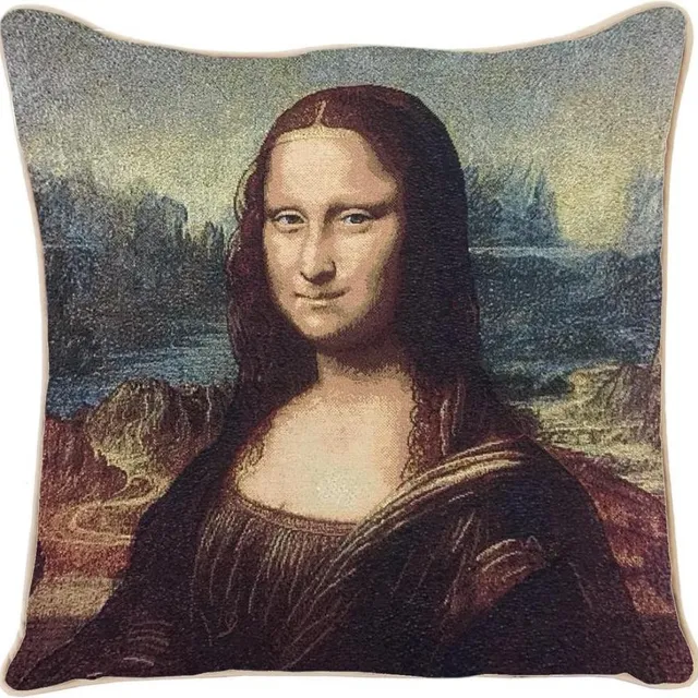 Signare Kunst kussenhoes - Leonardo Da Vinci - Mona Lisa Zwart