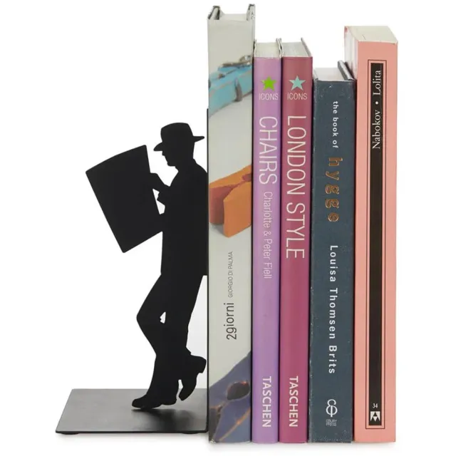 Famanu Decoratieve boekensteun van metaal in zwart, origineel design, ideaal voor het organiseren van boeken Multicolor