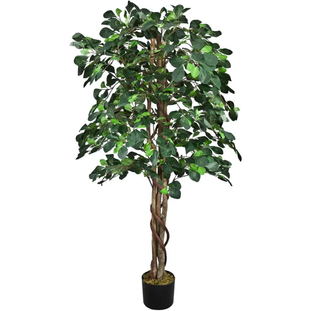 Decovego Kunstmatige Valse Boom Plant Decoratie Bininnen 125cm Echt Hout DECOVEGO Groen