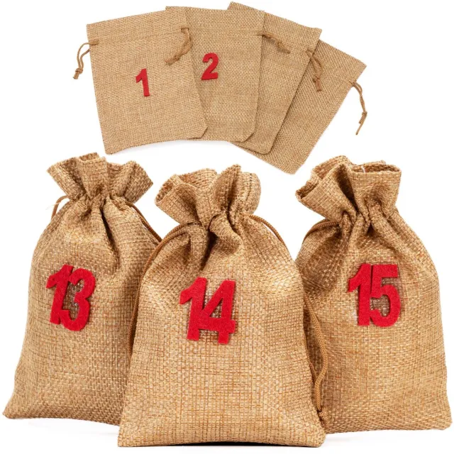 springos Adventskalender | 24 lades | Stof | Zakjes lichtbruin