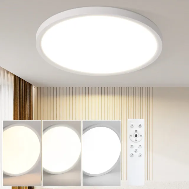 NETTLIFE Plafondlamp LED - 22cm - Wit - Rond - 3000-6500 K Dimbaar - Platte Plafondlamp - voor Slaapkamer | Badkamer | Woonkamer | Keuken - 18W