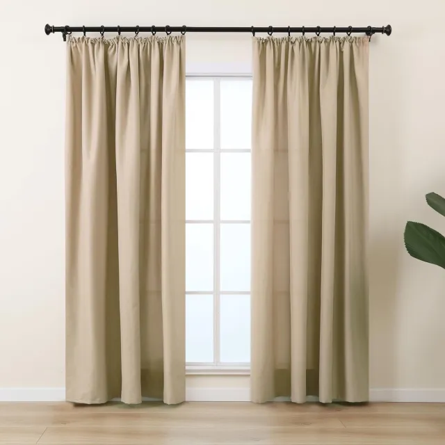 Unyqoos ® Gordijnen met Plooiband in Zandkleur voor Privacy en Lichtinval, Set van 2 Stuks zandkleurig