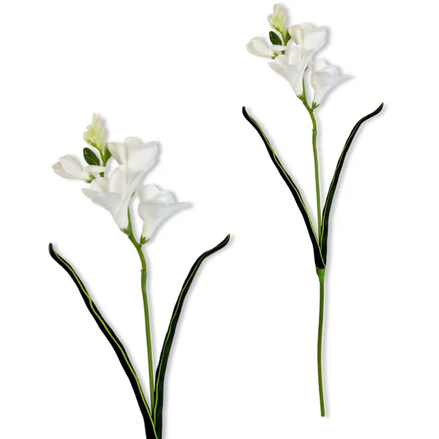 Inspiruj Freesia - Kunsttak - 59 cm - Witte Bloemen - Pianka