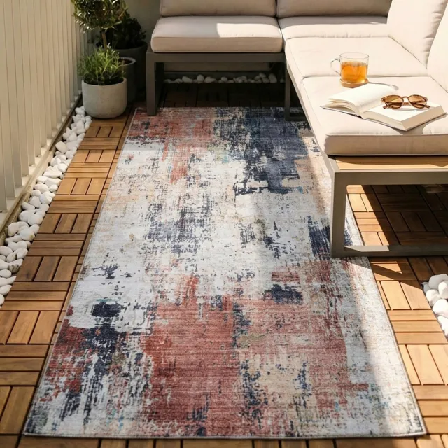 Fraai Wasbare loper - Domingo Grunge Terracotta/Creme - 80x180cm