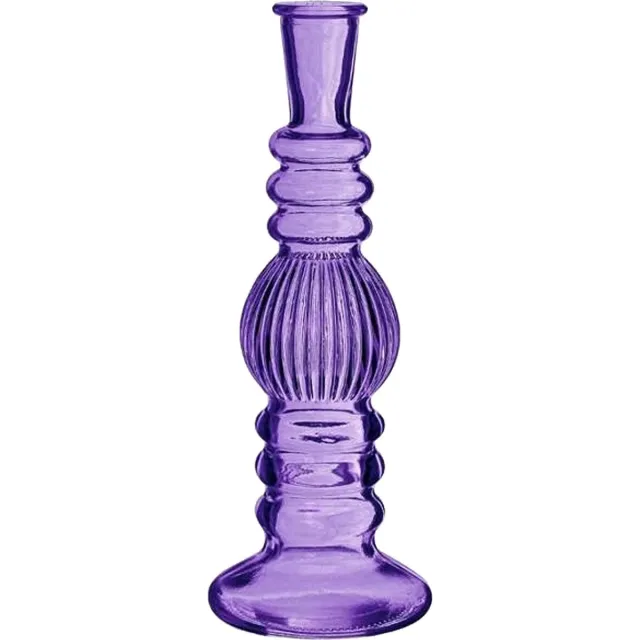 Ideas 4 Seasons Bloemenvaas Florence - paars glas - ribbel - D8,5 x H23 cm