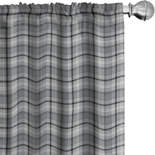 ABAKUHAUS Voorhangen Schotse ruit 2x75x175 cm – zwart/lichtgrijs