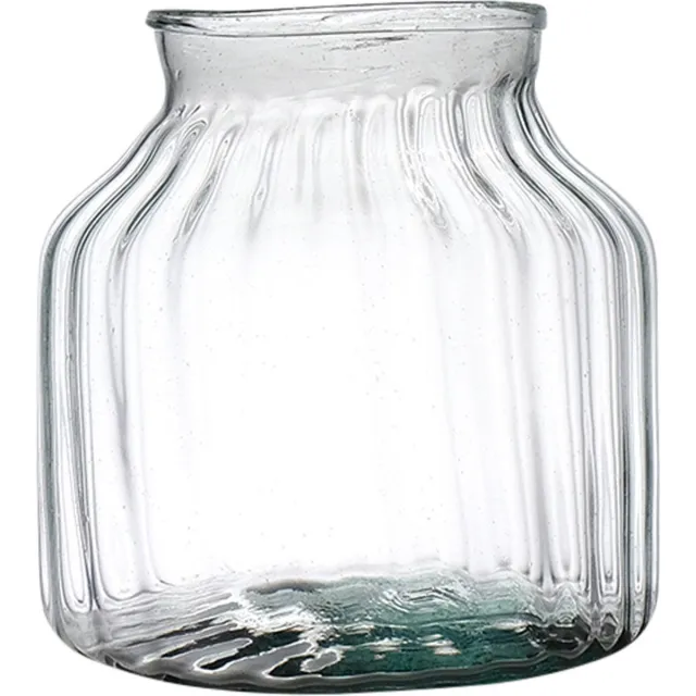 Hakbijl Glass Bloemenvaas Organic - transparant - eco glas - 21 x 20 cm - Melkbus vaas