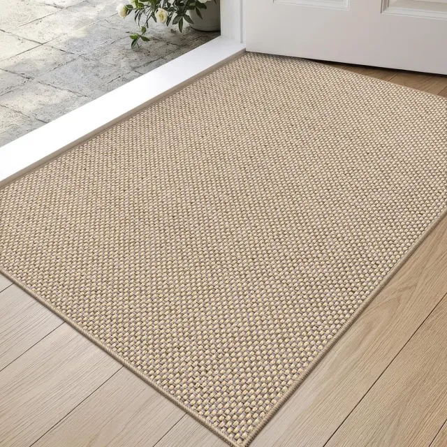 Famanu Deurmat Binnen 60 x 90 cm - Houdt vuil en vocht buiten - Absorberend en wasbaar - Beige 1 stuk
