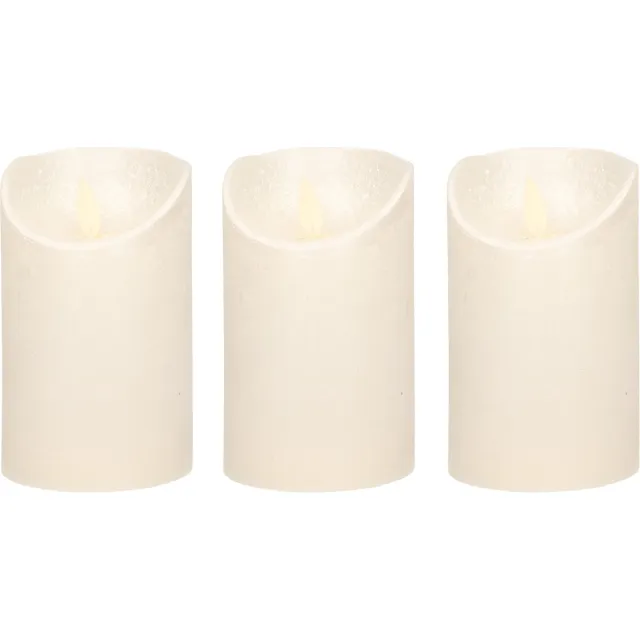 Anna's Collection Led kaars/stompkaars - 3x - creme wit - H12,5 x D7,5 cm - wax - bewegende vlam