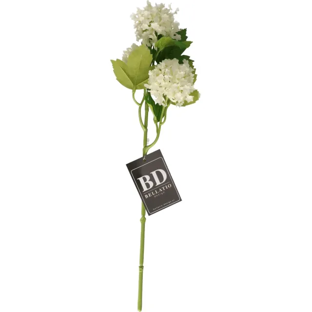 Bellatio Design Kunstbloem Viburnum / sneeuwbal Roseum - 50 cm - creme wit - losse steel - kunst zijdebloemen